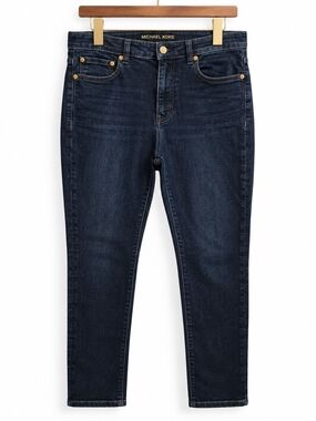Michael Kors Women’s 12 Dark Wash Skinny Stretch Jeans Gold MK Logo